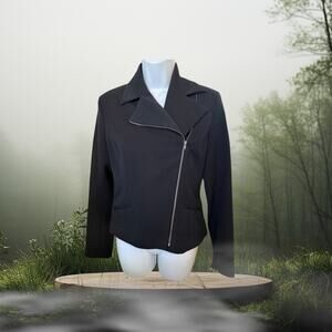 Parallel Black Asymmetrical Zip Moto Blazer Jacket Size 8